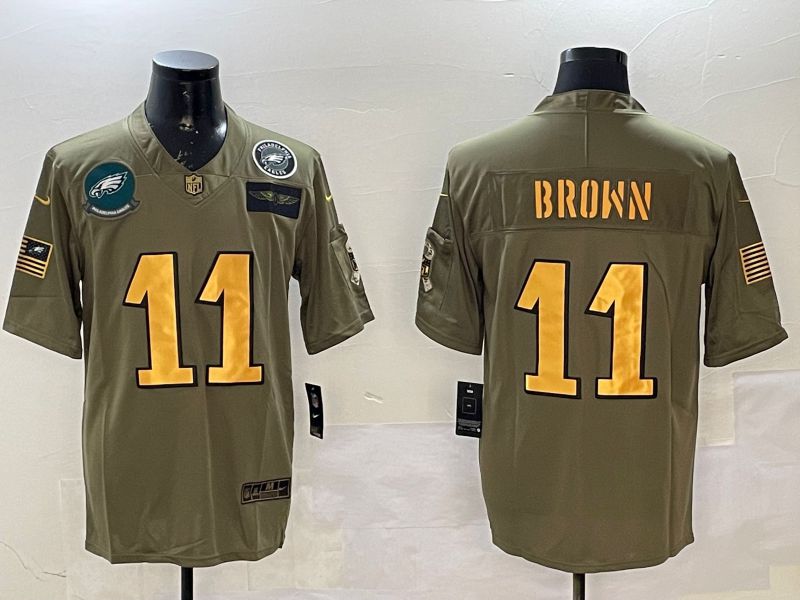 Men Philadelphia Eagles 11 Brown Green gold 2025 Nike Vapor Limited NFL Jersey style 3